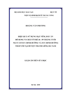 Hiệu Quả Bổ Sung Vi Chất Cho Trẻ 36-59 Tháng Tuổi Tại 