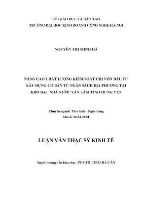 Nâng Cao Chất Lượng Kiểm Soát Chi Vốn Đầu Tư Xây Dựng Từ