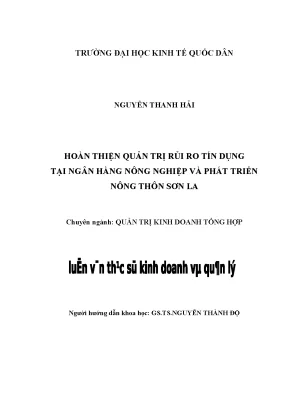Quản Trị Rủi Ro Tín Dụng Tại Agribank Sơn La: Nghiên Cứu