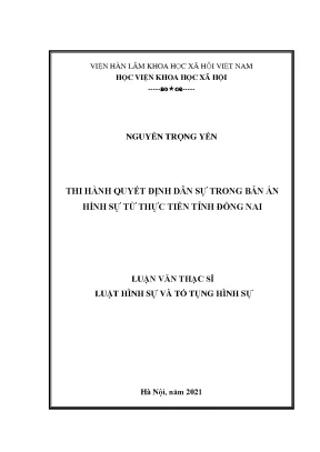Thi Hành Quyết Định Dân Sự Trong Bản Án Hình Sự Tại Đồng Nai