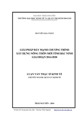 Giải Pháp Xây Dựng Nông Thôn Mới Tỉnh Bắc Ninh Giai Đoạn