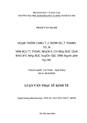 Cải Thiện Kiểm Soát Thanh Toán Vốn Đầu Tư Thuộc NSNN Qua