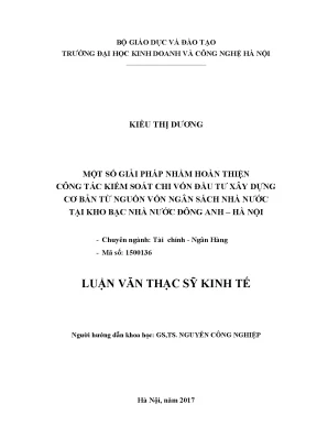 Giải Pháp Hoàn Thiện Kiểm Soát Chi Vốn Đầu Tư Xây Dựng