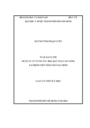 Tỷ Lệ Sai Vị Trí Dụng Cụ Tử Cung TCu 380A Đặt Ngay Sau