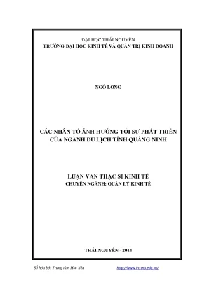 Các Nhân Tố Ảnh Hưởng Đến Phát Triển Ngành Du Lịch Tỉnh