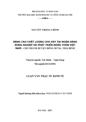 Nâng Cao Chất Lượng Cho Vay Tại Ngân Hàng Nông Nghiệp