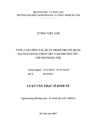 Nâng Cao Quản Trị Rủi Ro Tín Dụng Tại Ngân Hàng TMCP
