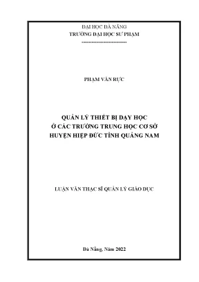 Quản Lý Thiết Bị Dạy Học Tại Trường Trung Học Cơ Sở