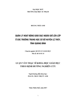 Luận văn: Quản lý hoạt động ngoài giờ lên lớp ở THCS