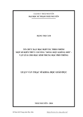 Tổ Chức Dạy Học Hợp Tác Theo Nhóm Trong Chương Dòng Điện 