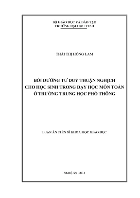 Bồi Dưỡng Tư Duy Thuận Nghịch Cho Học Sinh Trong Dạy Học 