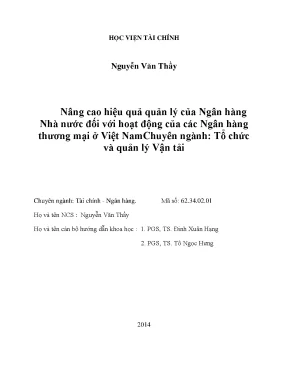 Nâng cao hiệu quả quản lý Ngân hàng Nhà nước đối với