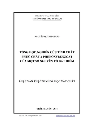 Nghiên Cứu Tính Chất Phức Chất 2-Phenoxybenzoat Của