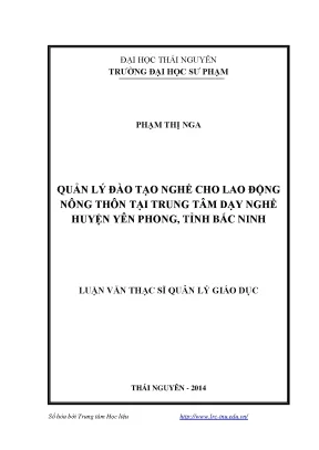 Quản Lý Đào Tạo Nghề Cho Lao Động Nông Thôn Tại Yên