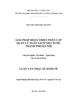 Giải pháp tối ưu phân cấp quản lý ngân sách nhà nước tại