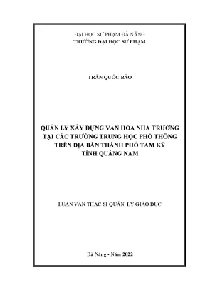 Quản Lý Xây Dựng Văn Hóa Nhà Trường Tại Các Trường Trung