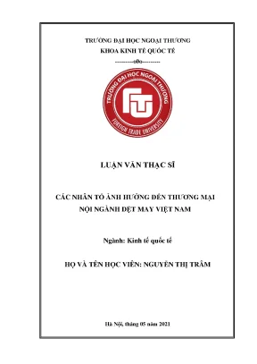 Các Nhân Tố Ảnh Hưởng Đến Thương Mại Nội Ngành Dệt May