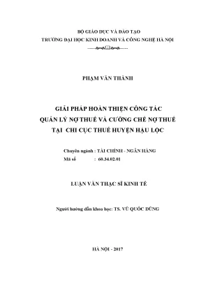 Giải Pháp Tối Ưu Quản Lý Nợ Thuế Tại Chi Cục Thuế Huyện
