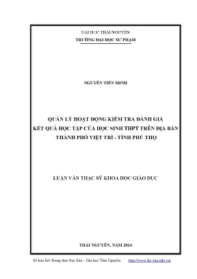 Quản lý kiểm tra đánh giá kết quả học tập học sinh THPT