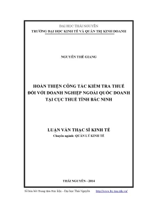 Hoàn thiện công tác kiểm tra thuế doanh nghiệp ngoài
