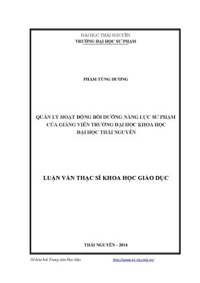 Quản Lý Hoạt Động Bồi Dưỡng Năng Lực Sư Phạm Tại Đại Học