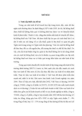 Cải Cách Quản Lý Thuế Đối Với Khu Vực Kinh Tế Tư Nhân