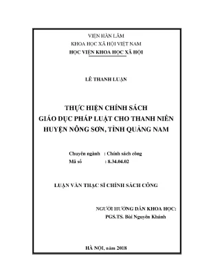 Chính Sách Giáo Dục Pháp Luật Cho Thanh Niên Tại Huyện