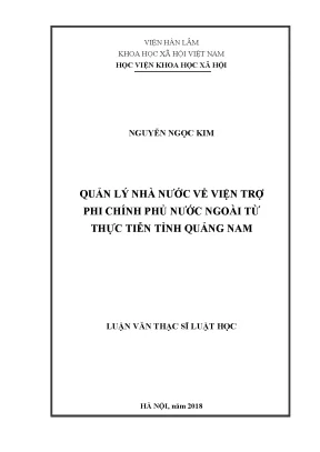 Quản Lý Nhà Nước Về Viện Trợ Phi Chính Phủ Nước Ngoài