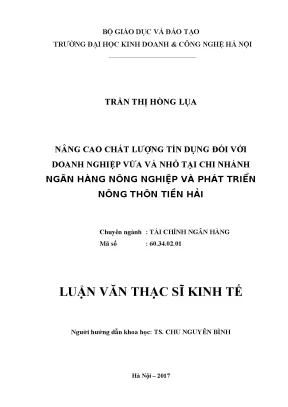 Nâng Cao Chất Lượng Tín Dụng Cho Doanh Nghiệp Vừa Và Nhỏ