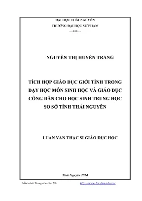 Tích Hợp Giáo Dục Giới Tính Trong Dạy Học Sinh Học Và