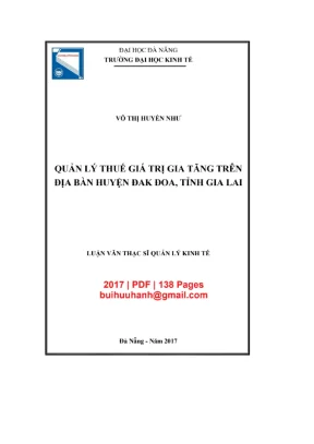 Thực trạng và giải pháp quản lý thuế GTGT tại Đăk Đoa