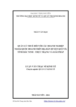Quản Lý Thuế Doanh Nghiệp Ngoài Quốc Doanh Tại Huyện Quế