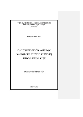 Đặc trưng ngôn ngữ học xã hội của từ ngữ kiêng kị trong 