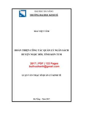 Luận văn ThS: Quản lý ngân sách huyện Ngọc Hồi, Kon Tum