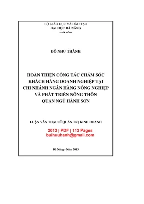 Luận văn: Chăm sóc KHDN tại Agribank Ngũ Hành Sơn