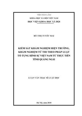 Kiểm Soát Khám Nghiệm Hiện Trường và Tử Thi Theo Pháp