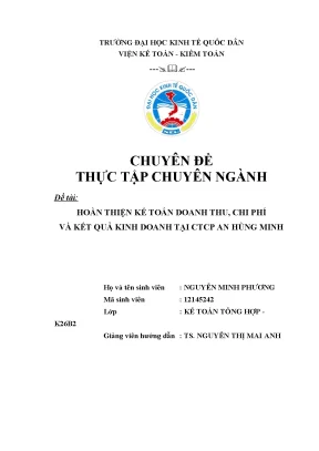 Hoàn thiện kế toán doanh thu và chi phí tại CTCP An Hùng