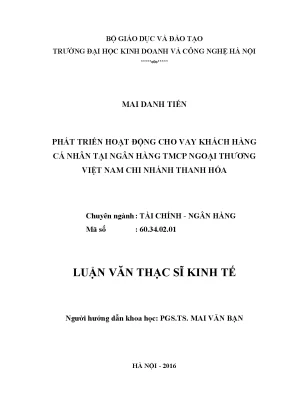 Phát Triển Hoạt Động Cho Vay Khách Hàng Cá Nhân Tại Ngân