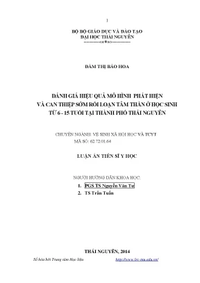 Đánh Giá Hiệu Quả Can Thiệp Sớm Rối Loạn Tâm Thần Ở Học