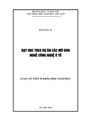 Nghiên Cứu Dạy Học Theo Dự Án Các Mô Đun Nghề Công Nghệ Ô Tô