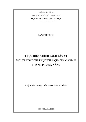 Chính Sách Bảo Vệ Môi Trường Tại Quận Hải Châu, Đà Nẵng: