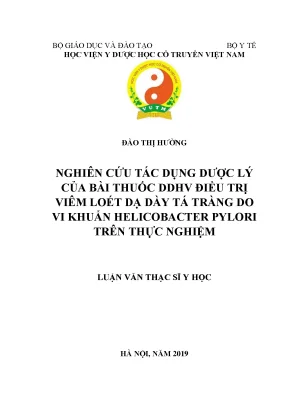 Nghiên Cứu Tác Dụng Dược Lý Của Bài Thuốc DDHV Trong