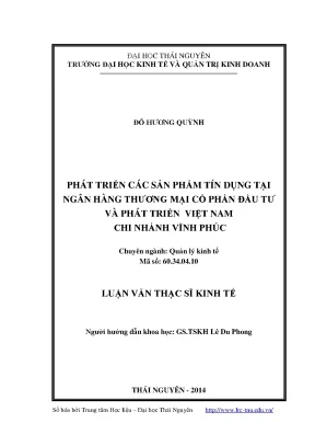 Phát Triển Sản Phẩm Tín Dụng Tại Ngân Hàng BIDV Vĩnh Phúc