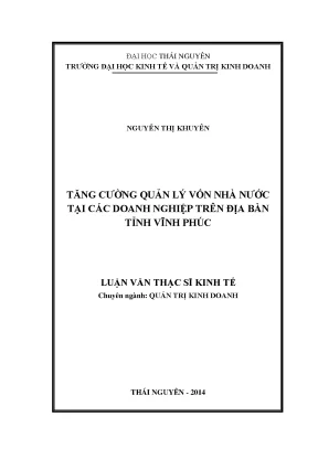 Tăng Cường Quản Lý Vốn Nhà Nước Tại Doanh Nghiệp Tỉnh