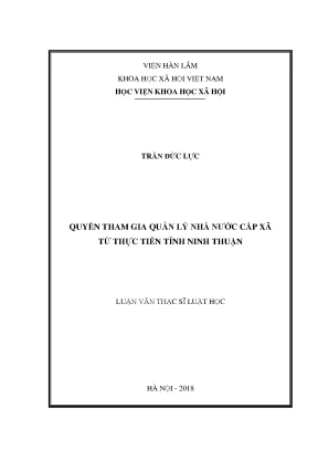 Quyền Tham Gia Quản Lý Nhà Nước Cấp Xã Tại Tỉnh Ninh Thuận