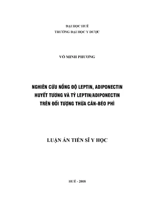 Nghiên Cứu Nồng Độ Leptin và Adiponectin Trong Huyết 