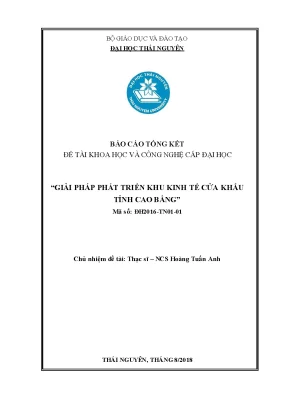 Giải Pháp Phát Triển Khu Kinh Tế Cửa Khẩu Tỉnh Cao Bằng