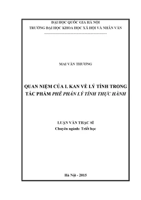 Quan Niệm Của I. Kant Về Lý Tính Trong Tác Phẩm Phê Phán