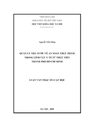 Quản Lý An Toàn Thực Phẩm Trong Y Tế Tại Thành Phố Hồ