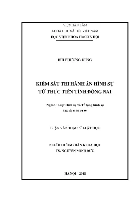 Nâng Cao Chất Lượng Kiểm Soát Thi Hành Án Hình Sự Tại